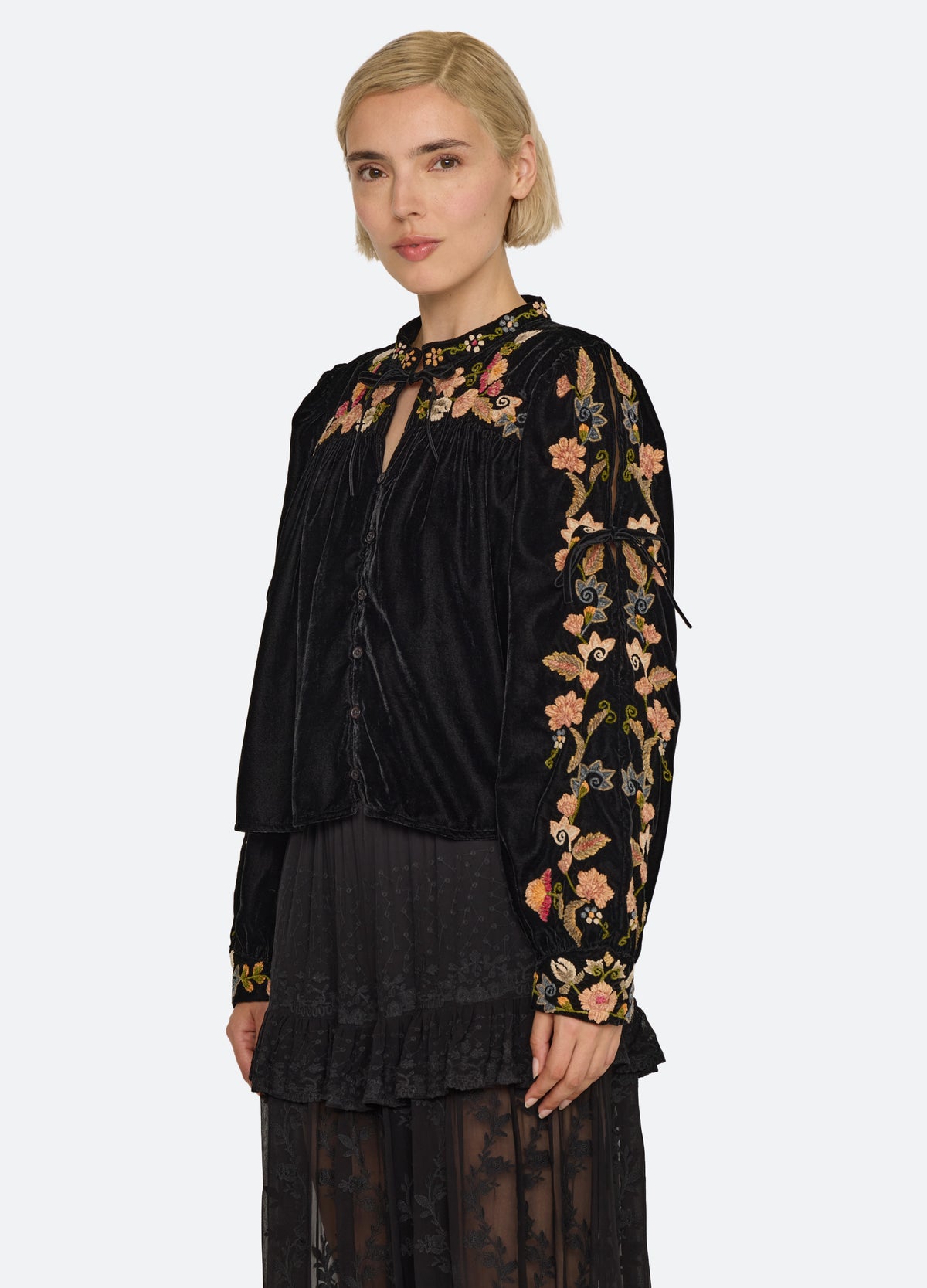 black-alessandra blouse-three quarter view - 4