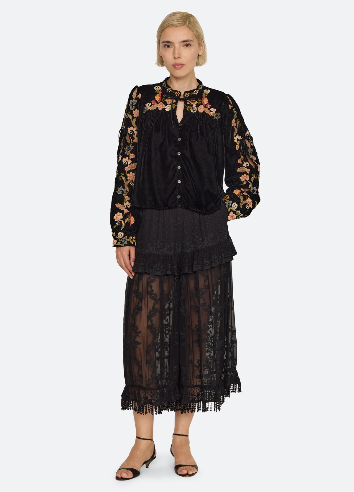 black-alessandra blouse-full body view - 7