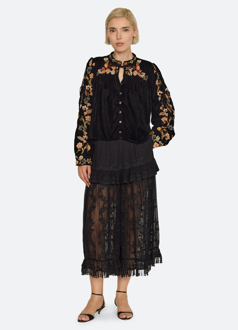 black-alessandra blouse-full body view - 7