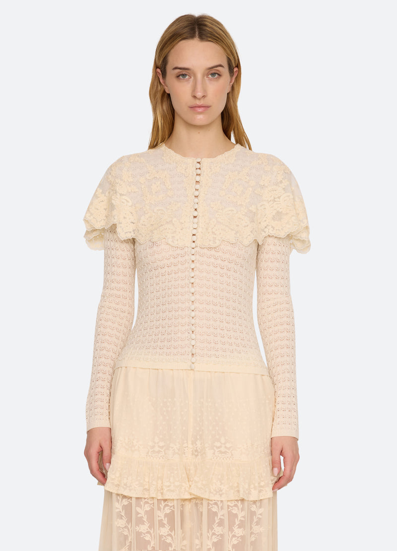 cream-chandra cardigan-front view - 1