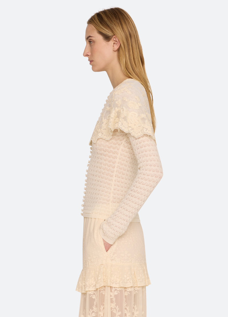 cream-chandra cardigan-side view - 3