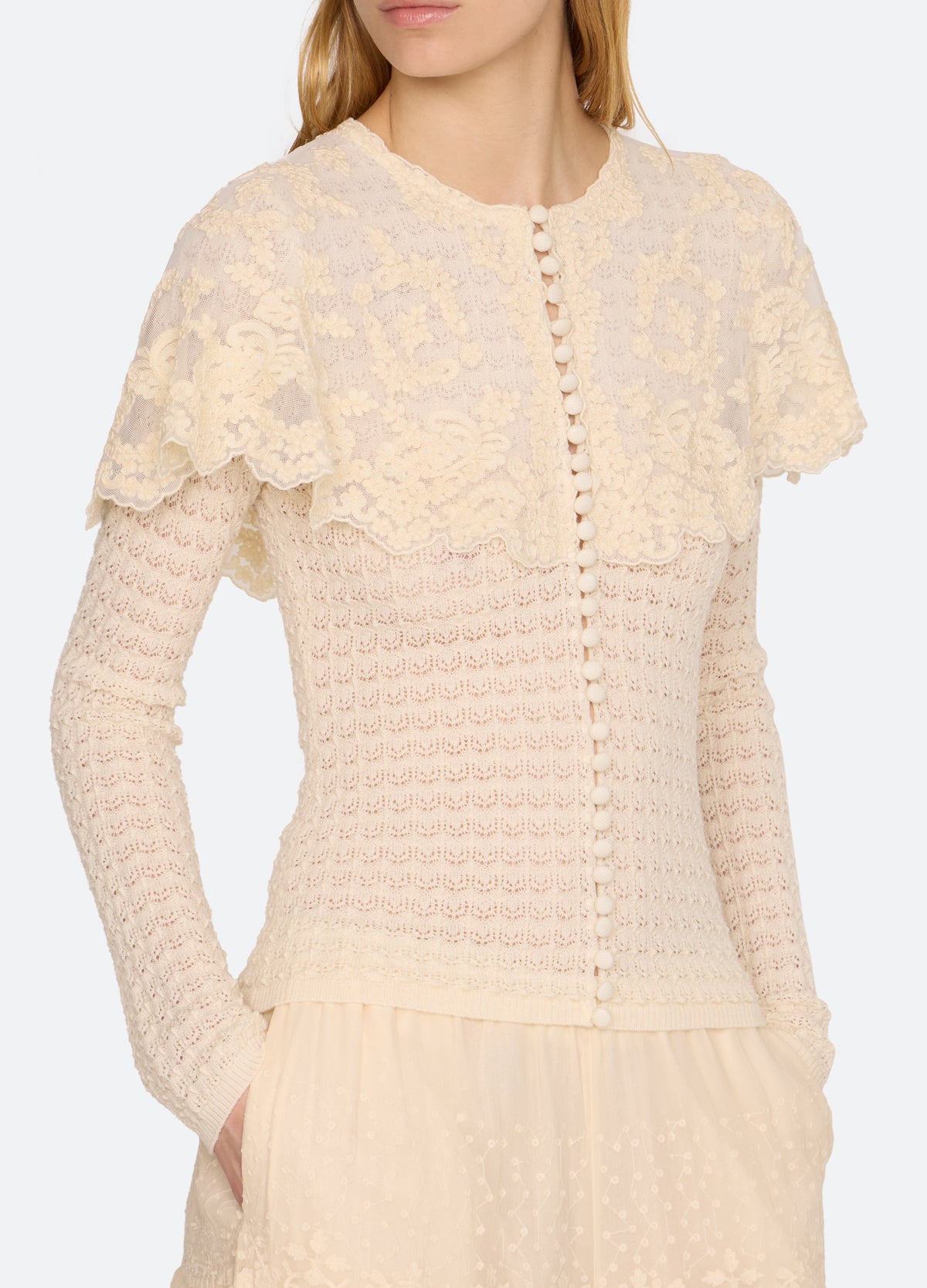 cream-chandra cardigan-detail view - 5