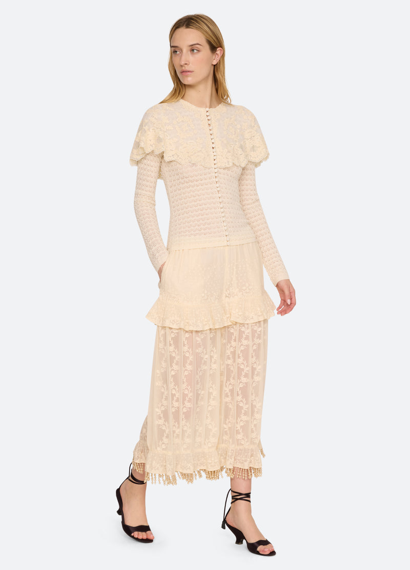 cream-chandra cardigan-full body view - 6