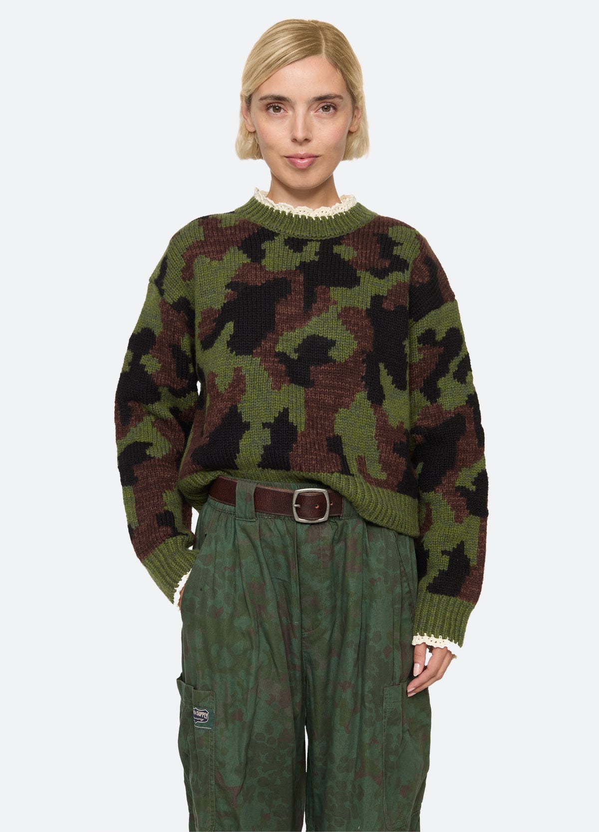 multi-channing sweater-front view