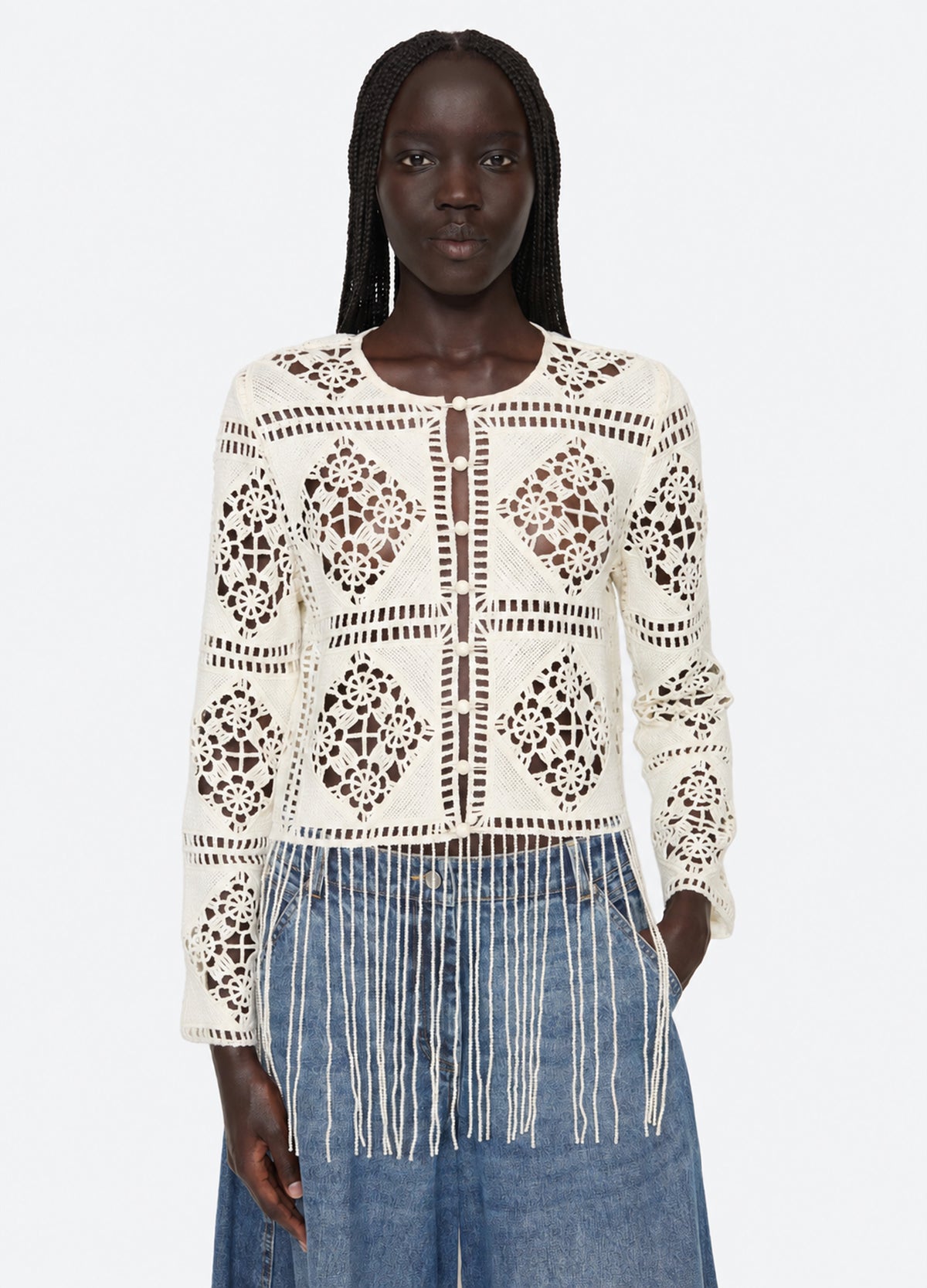 cream-danica cardigan-front view - 2