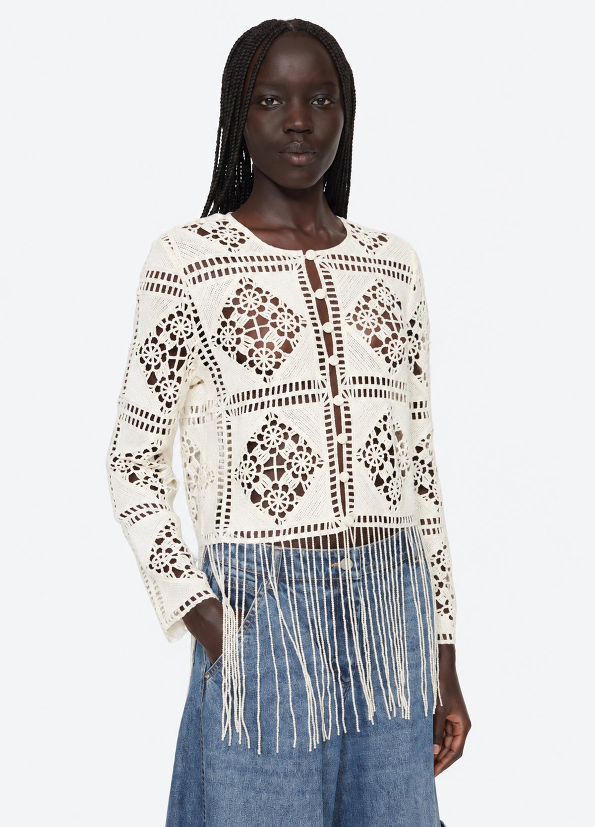 cream-danica cardigan-three quarter view - 5
