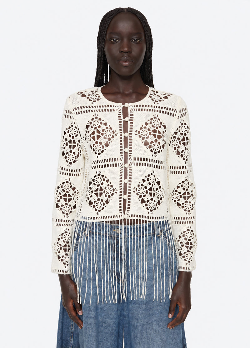 cream-danica cardigan-front view 2 - 6