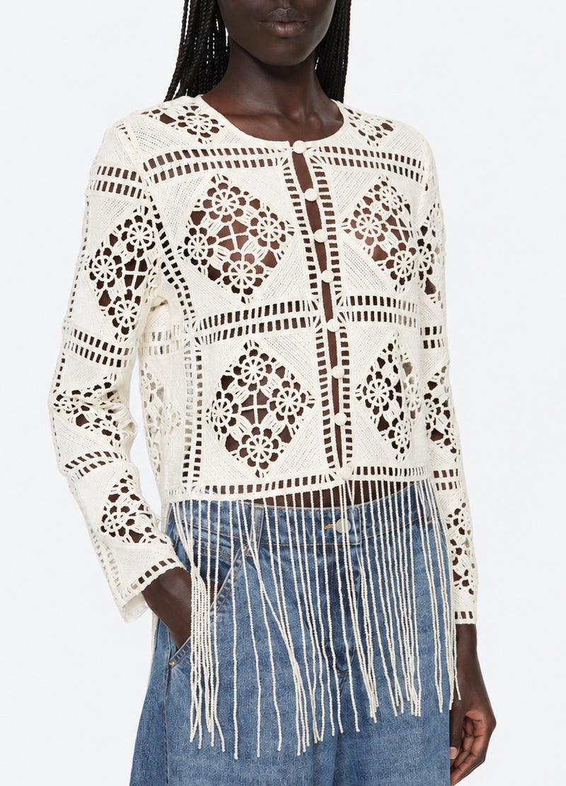 cream-danica cardigan-detail view - 7