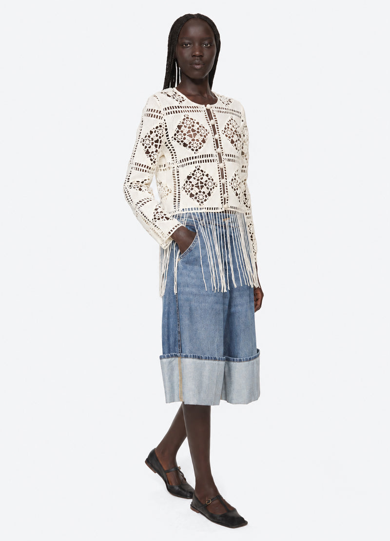 cream-danica cardigan-full body view - 8