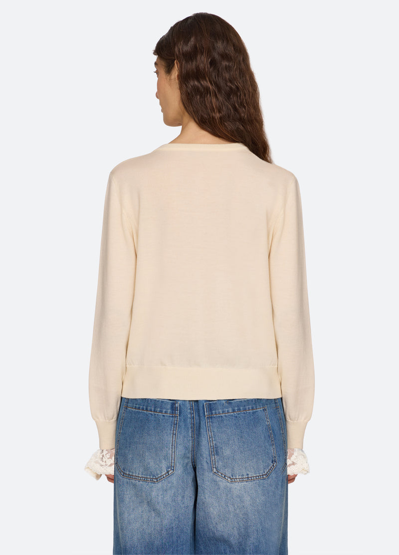 cream-danielle cardigan-back view - 3