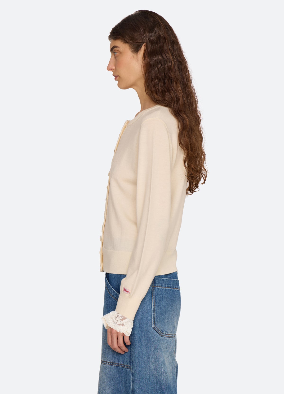 cream-danielle cardigan-side view - 4