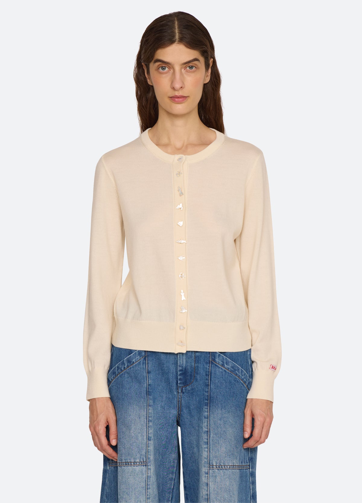cream-danielle cardigan-front view 2 - 7
