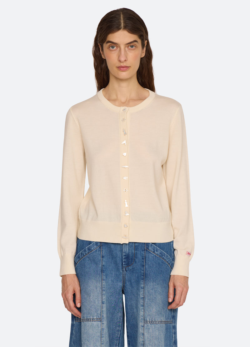 cream-danielle cardigan-front view 2 - 7