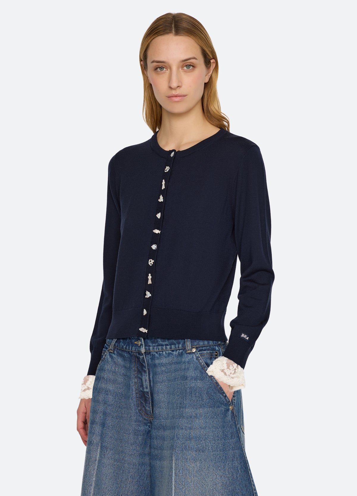 navy-danielle cardigan-three quarter view - 13
