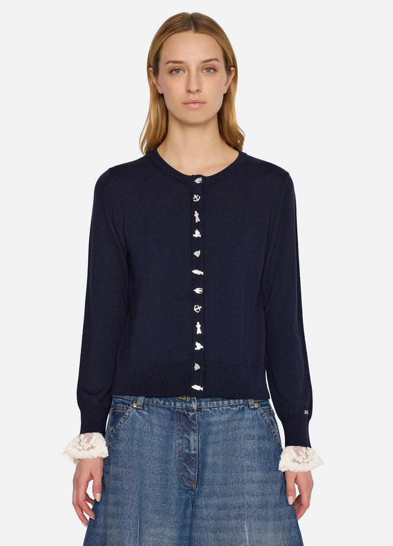 navy-danielle cardigan-front view 3 - 14