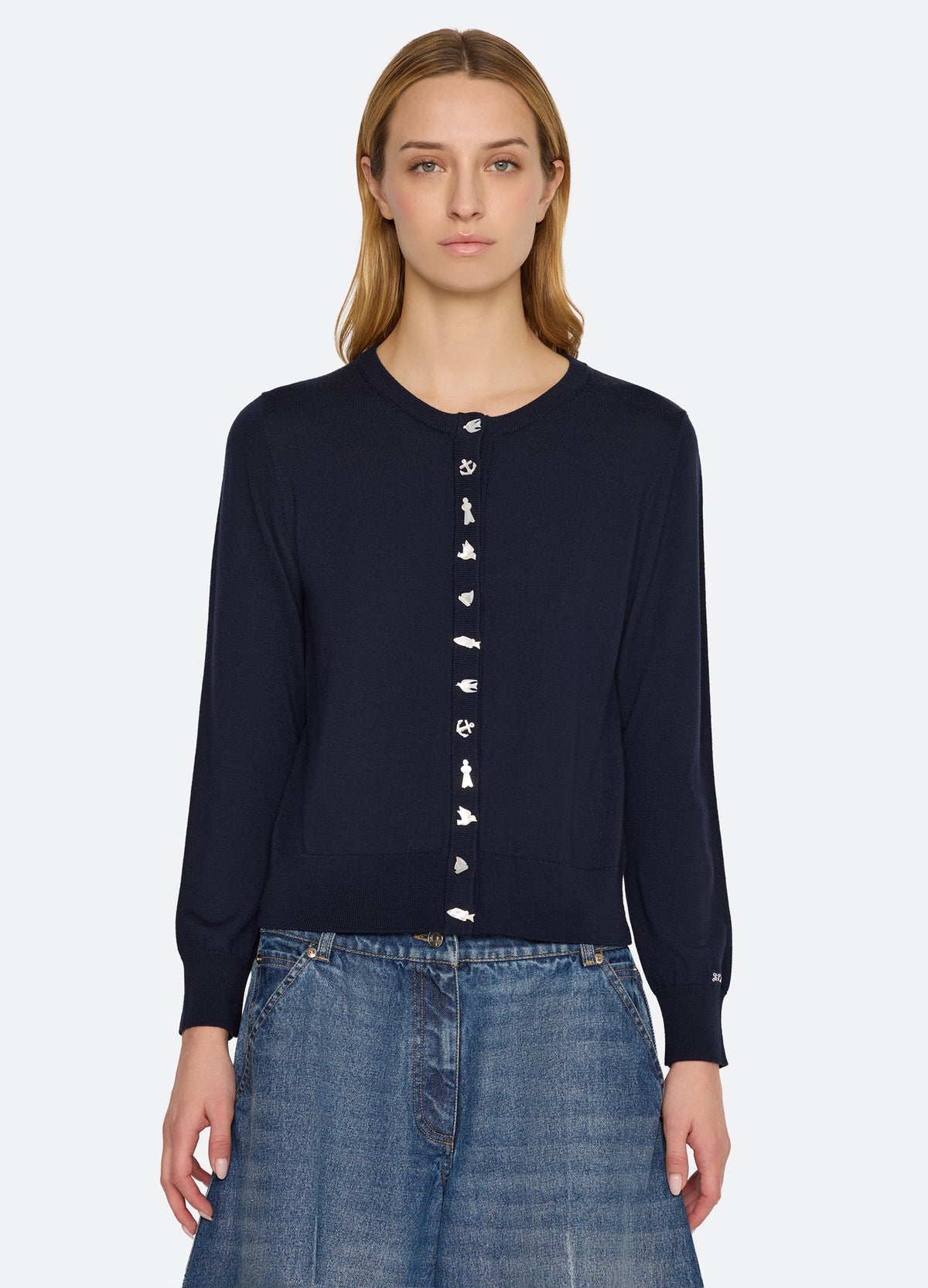 navy-danielle cardigan-front view 2 - 15