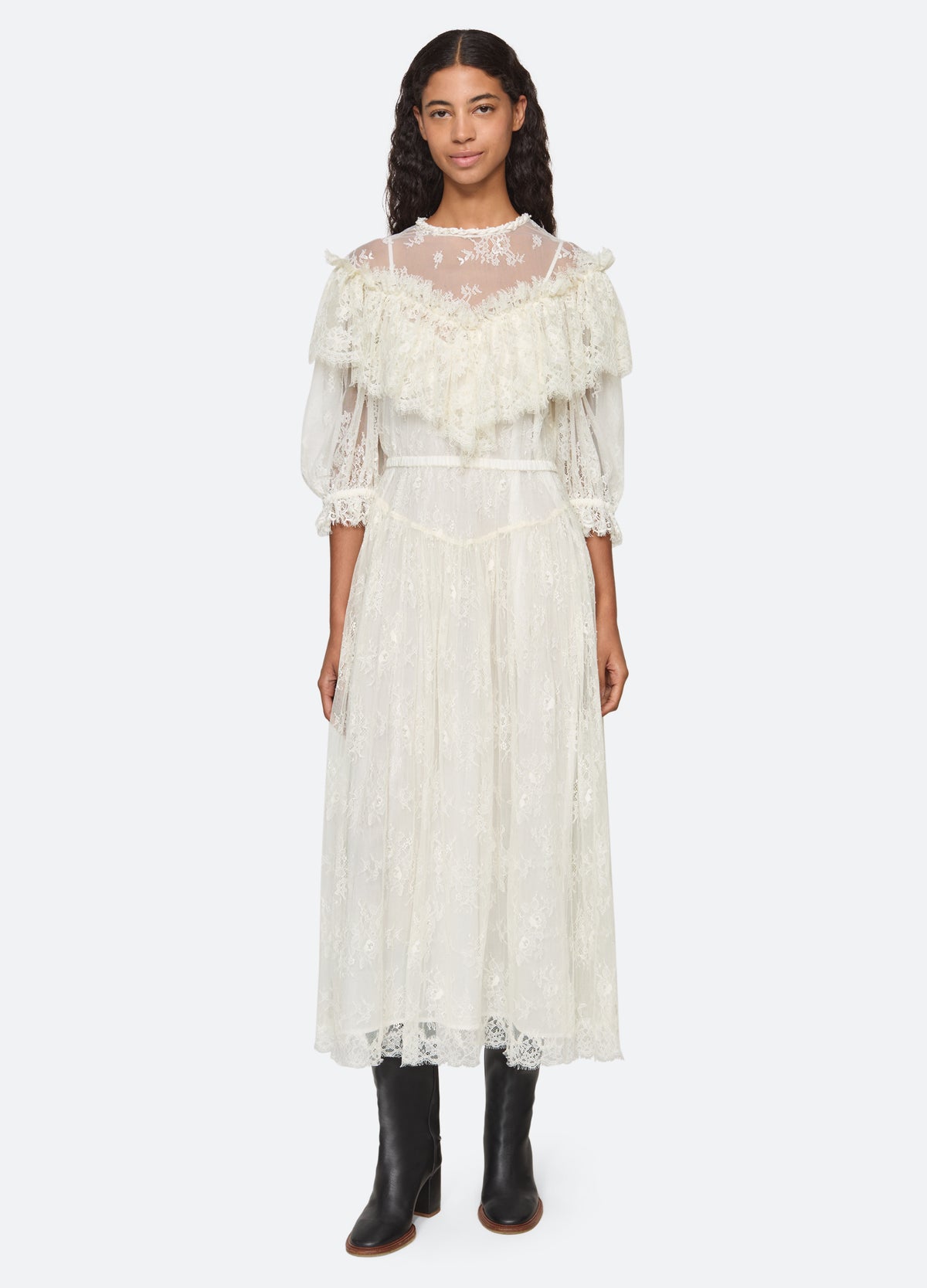 cream-harlan dress-front view - 2