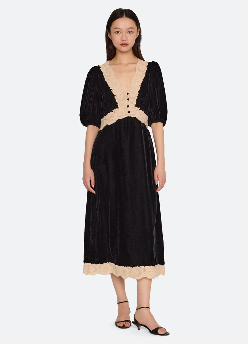 black-ilaria midi dress-front view - 5