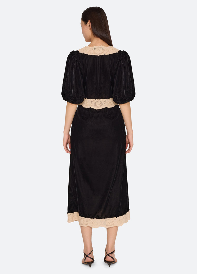 black-ilaria midi dress-back view - 2
