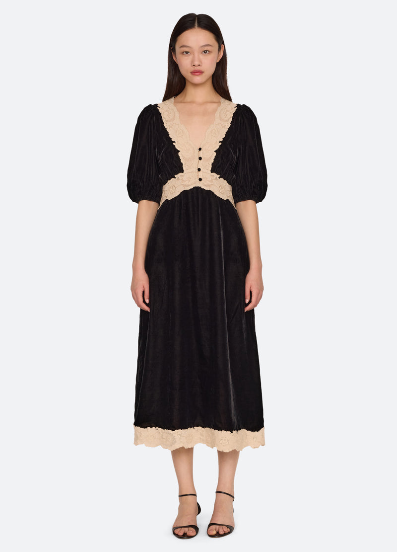 black-ilaria midi dress-front view 2 - 1