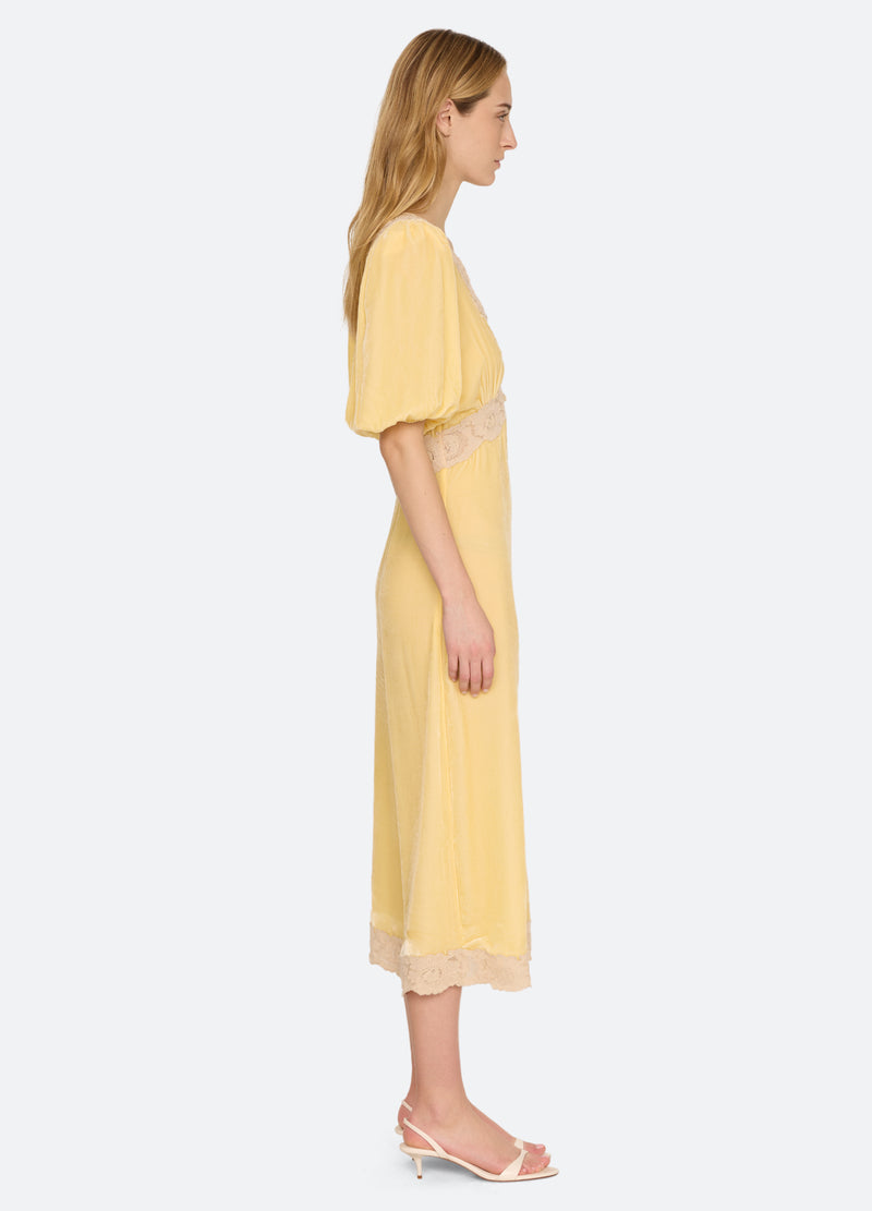 yellow-ilaria midi dress-side view - 11