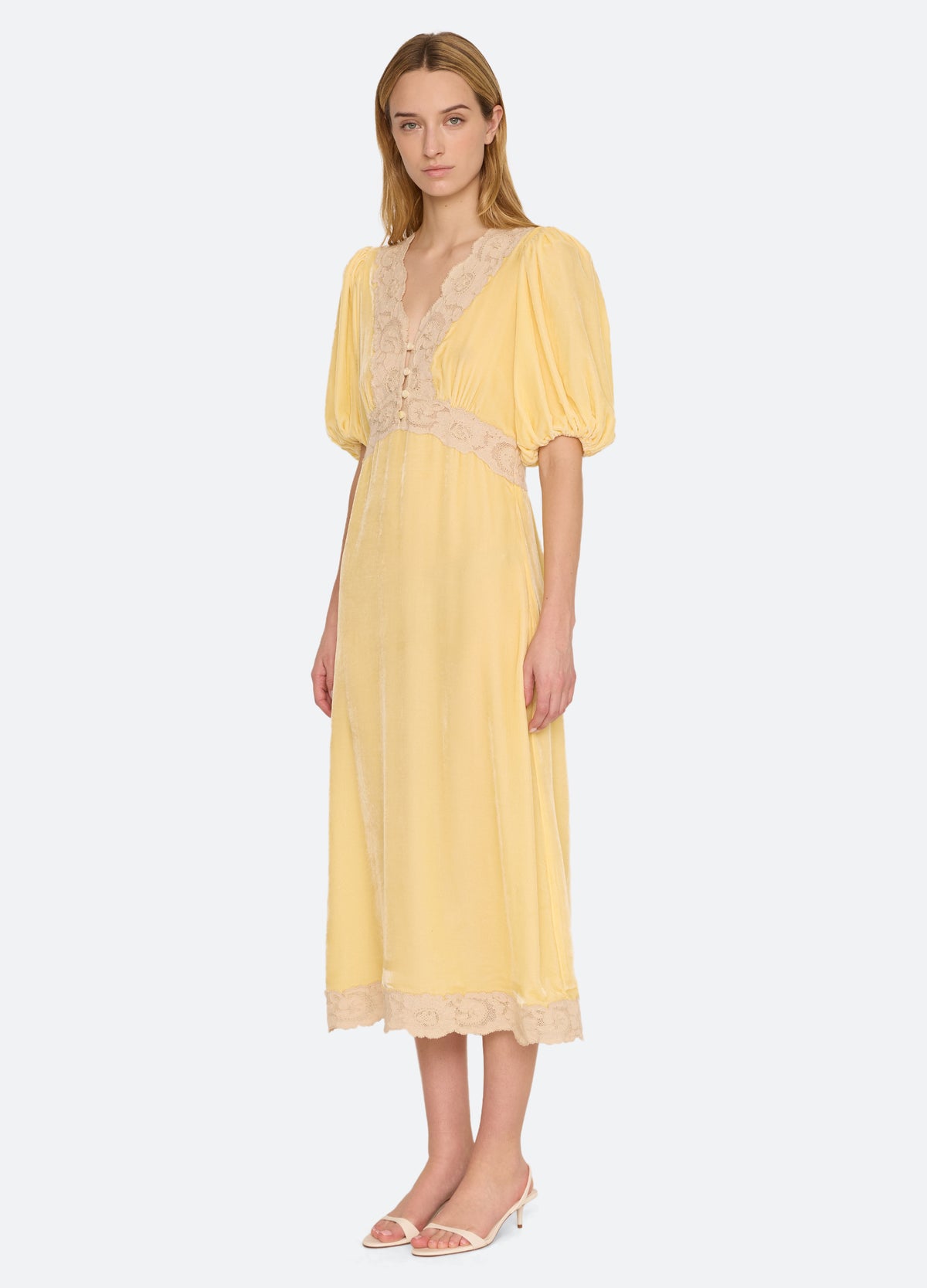 yellow-ilaria midi dress-three quarter view - 12
