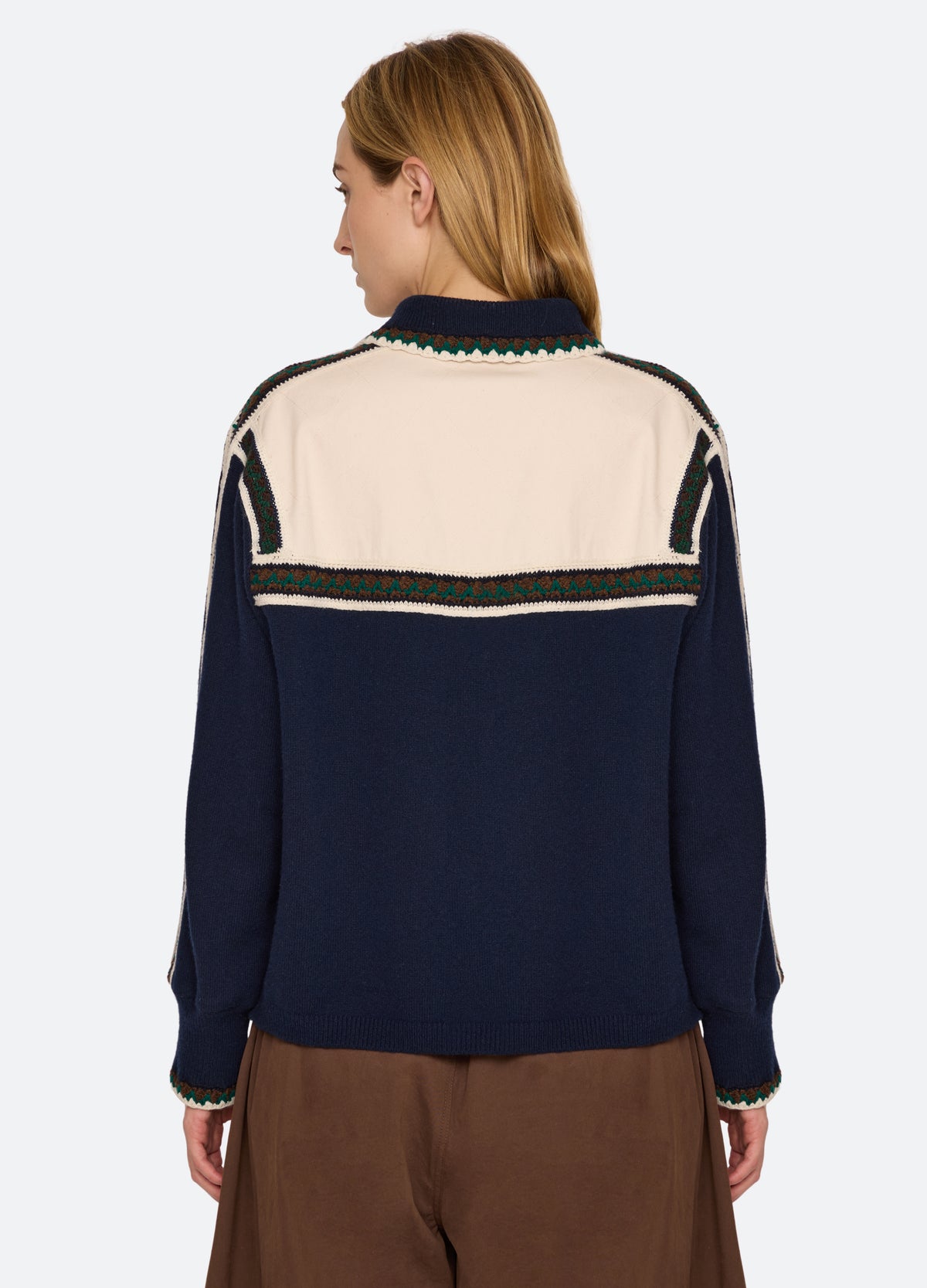 navy-jackie sweater-back view - 3
