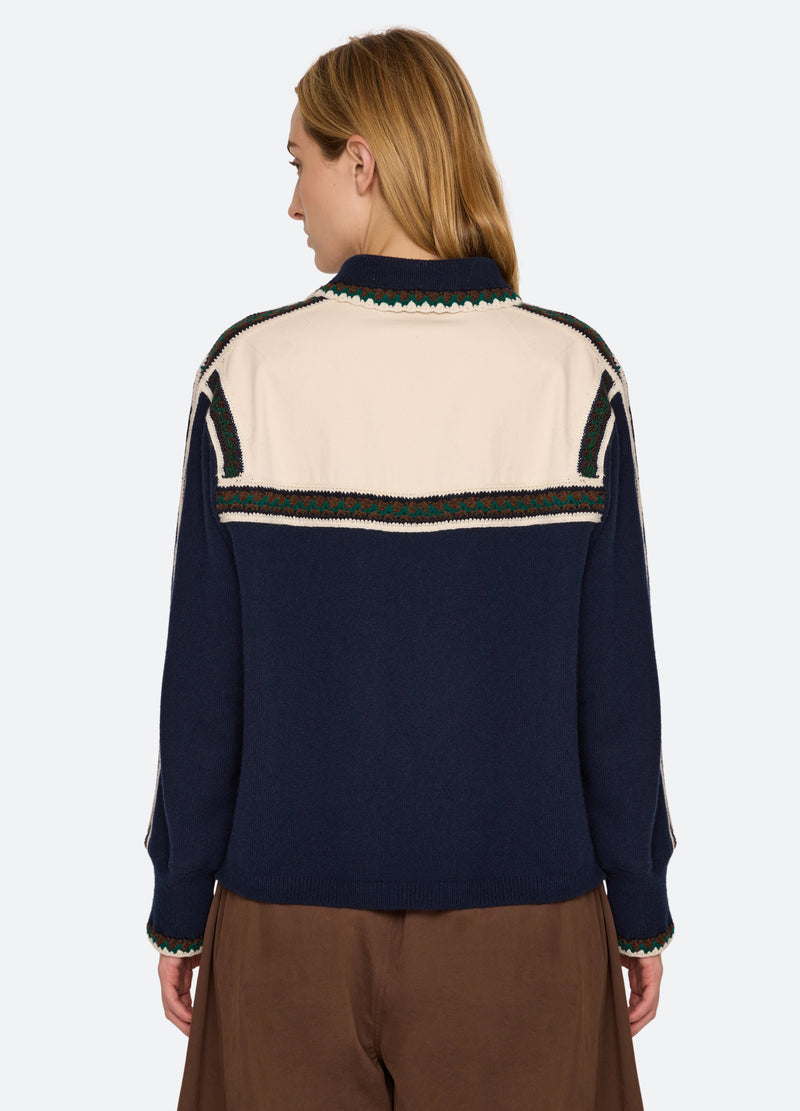 navy-jackie sweater-back view - 3