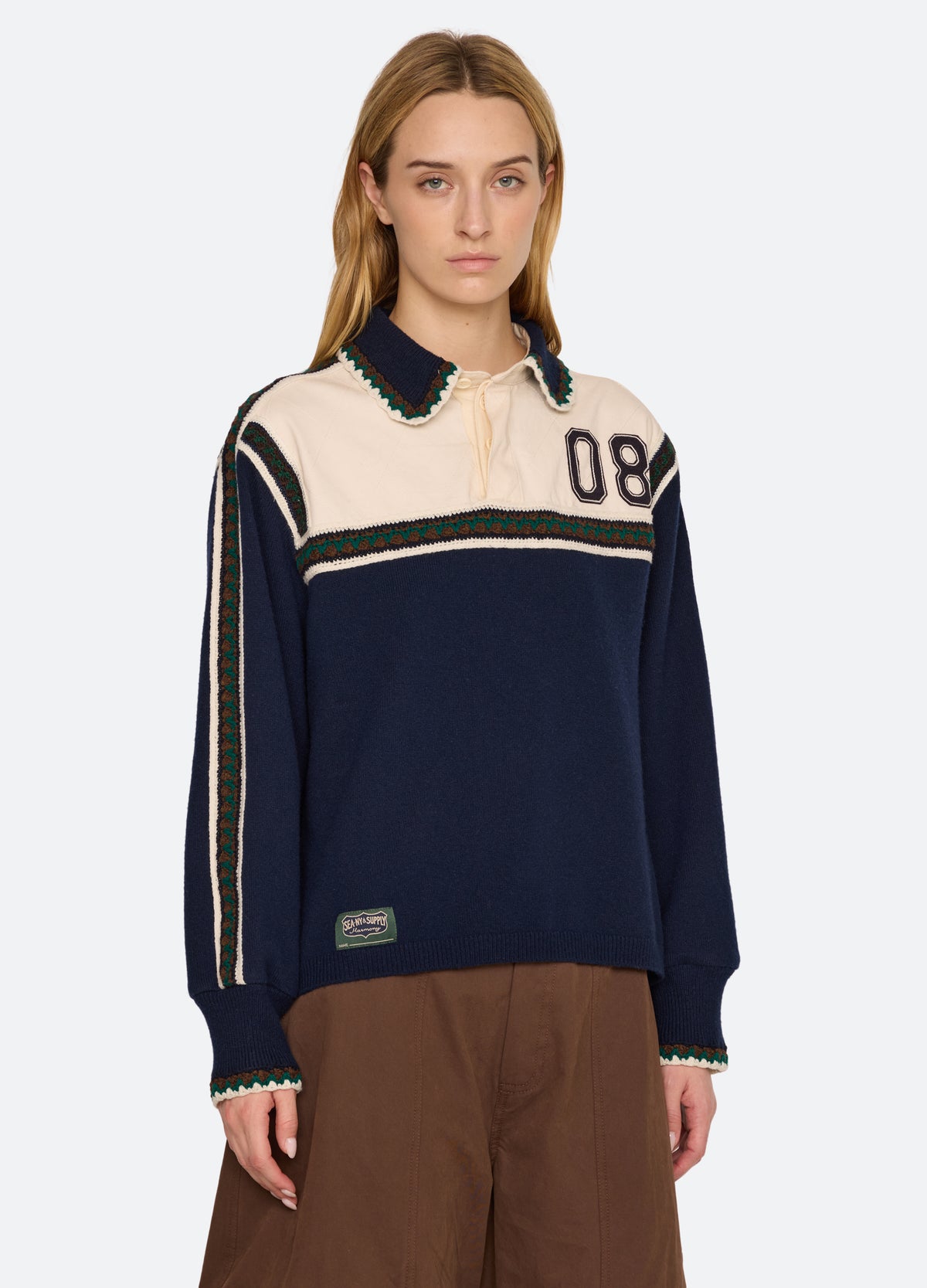 navy-jackie sweater-three quarter view - 5