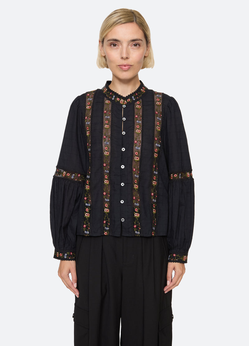 black-kaiya blouse-front view - 5