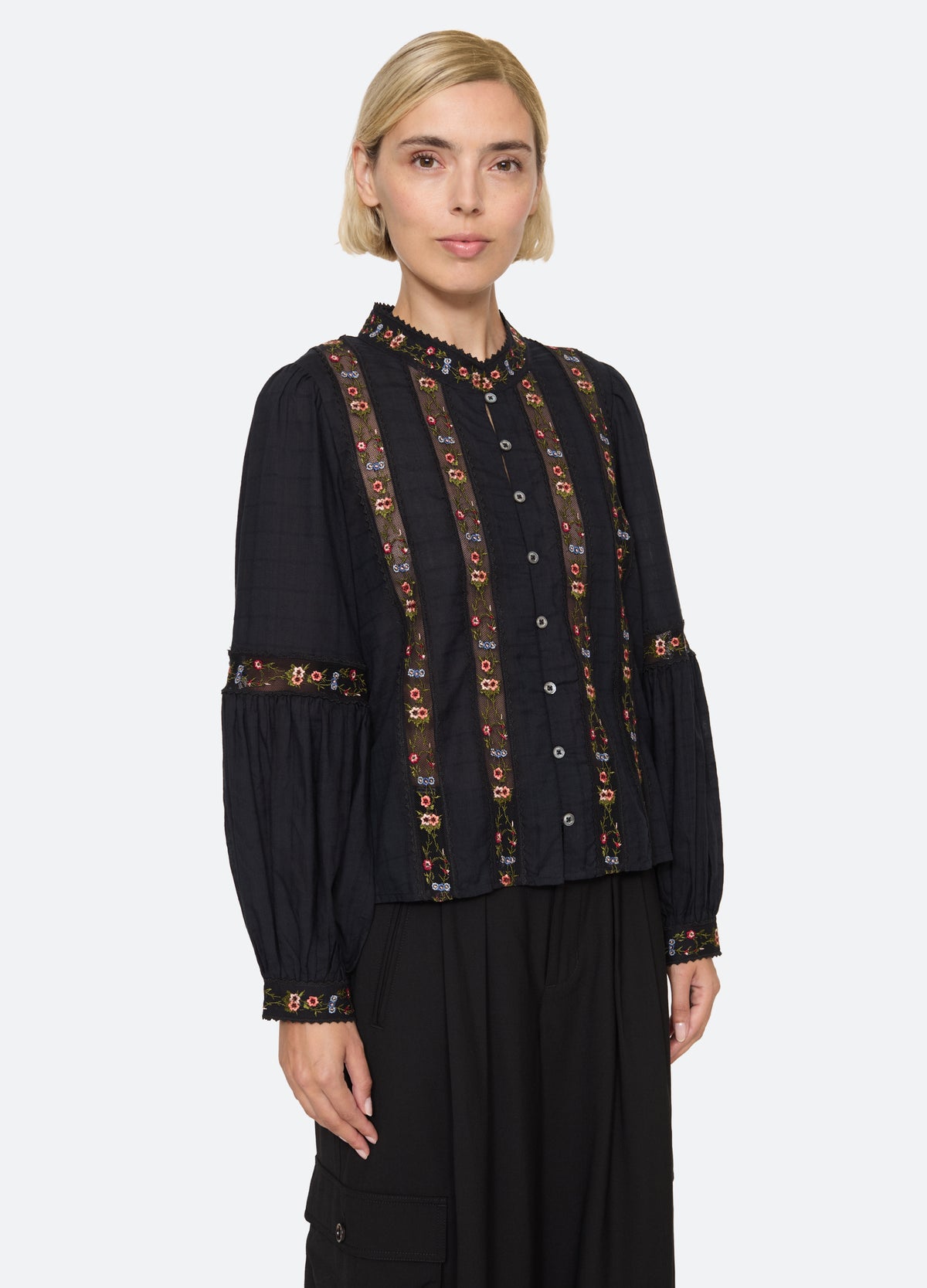 black-kaiya blouse-three quarter view - 4