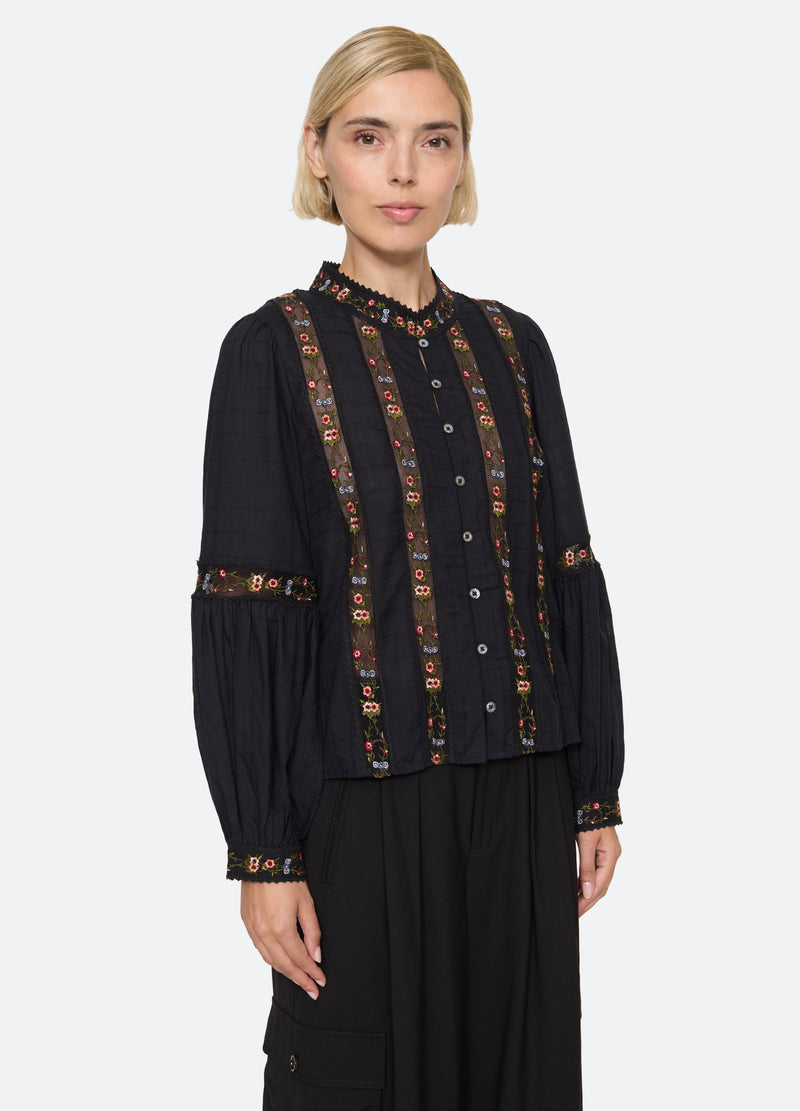black-kaiya blouse-three quarter view - 4