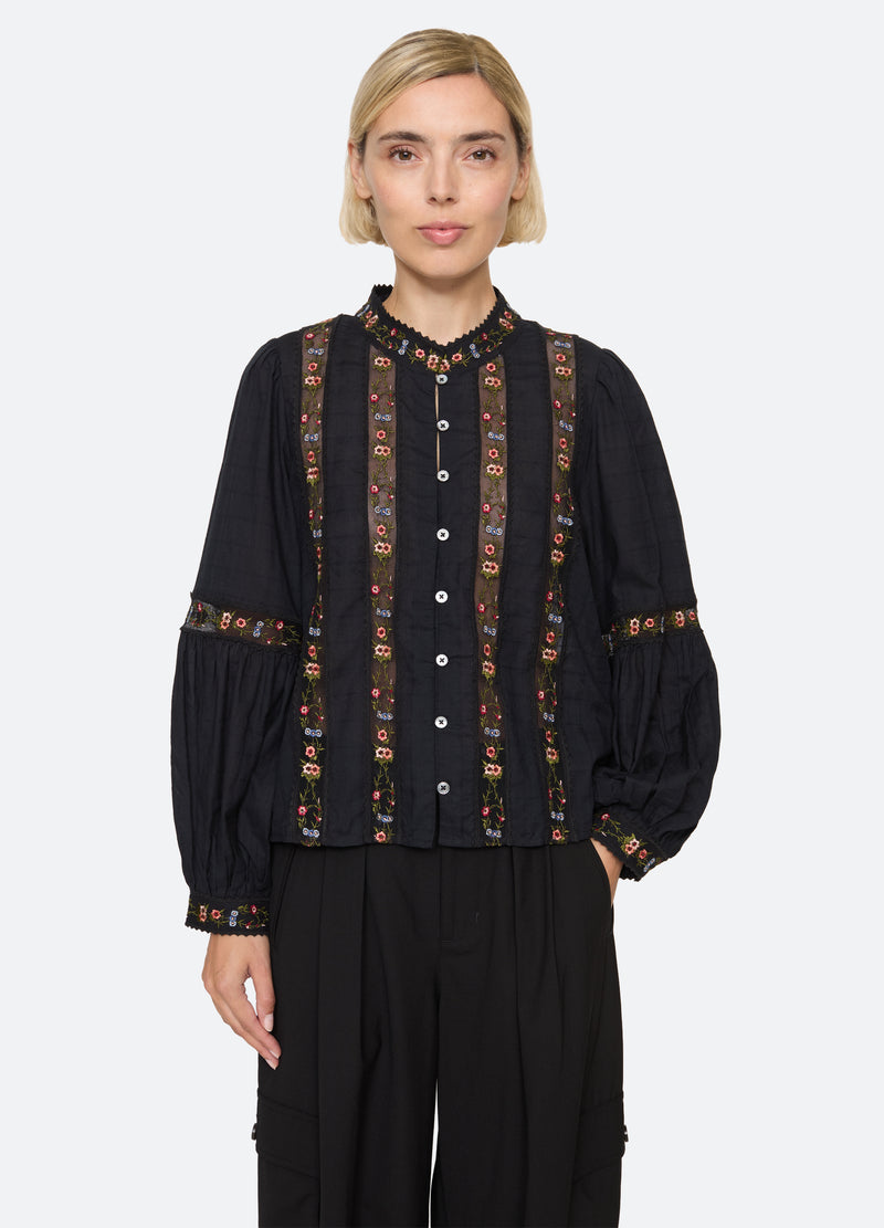 black-kaiya blouse-front view 2 - 1