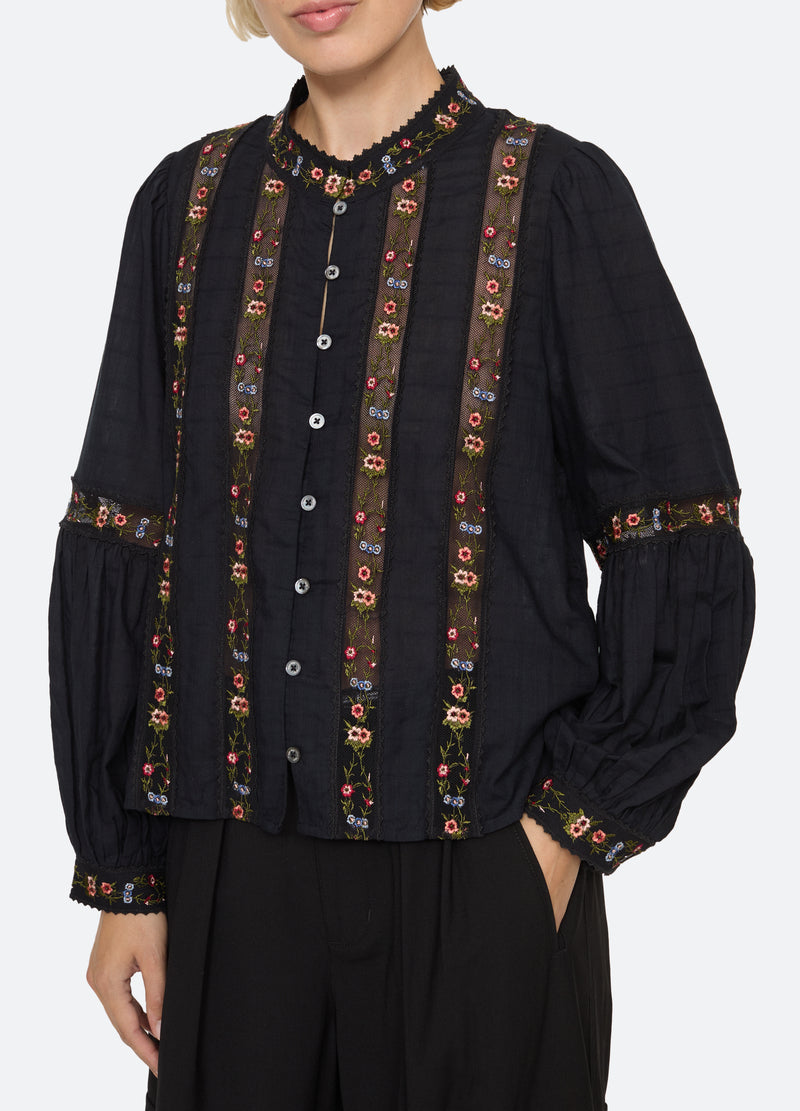 black-kaiya blouse-detail view - 6