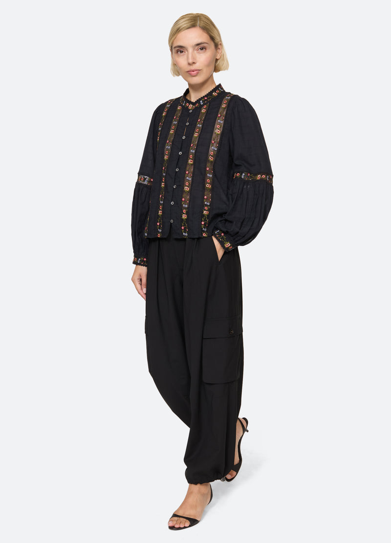 black-kaiya blouse-full body view - 7