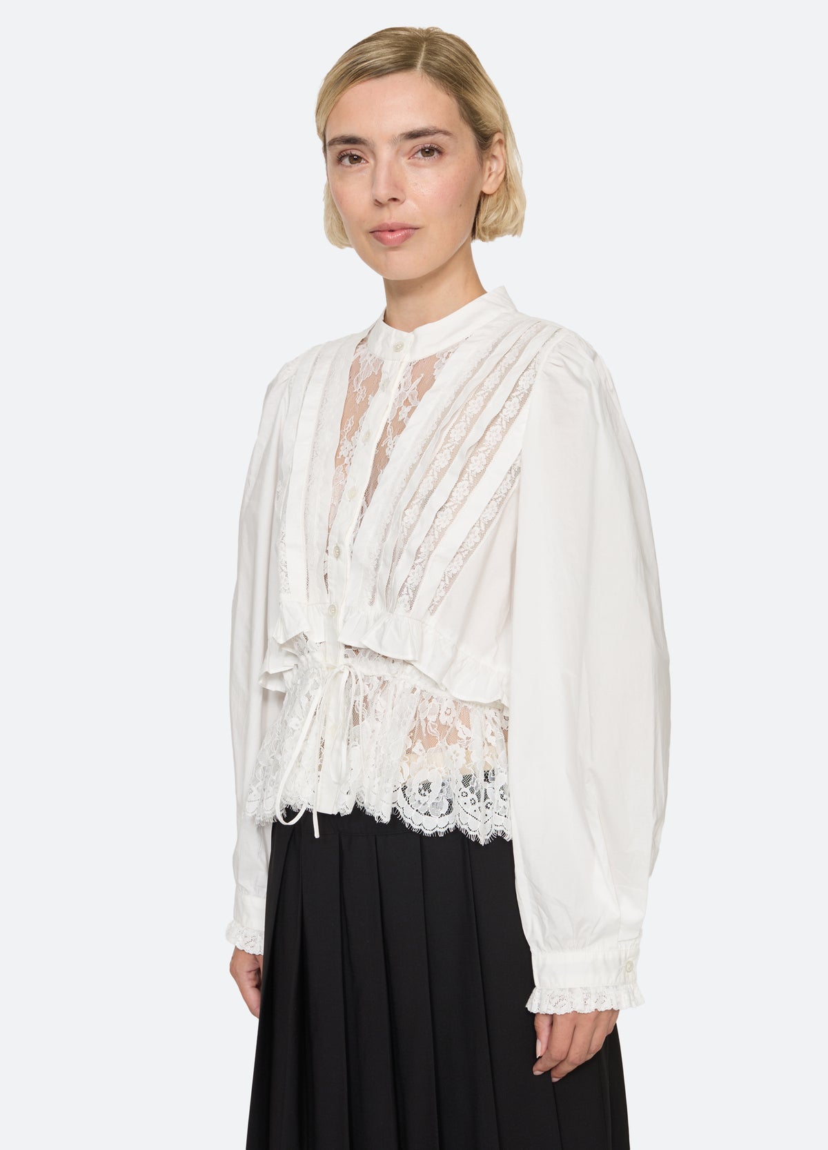white-kathleen blouse-three quarter view - 5