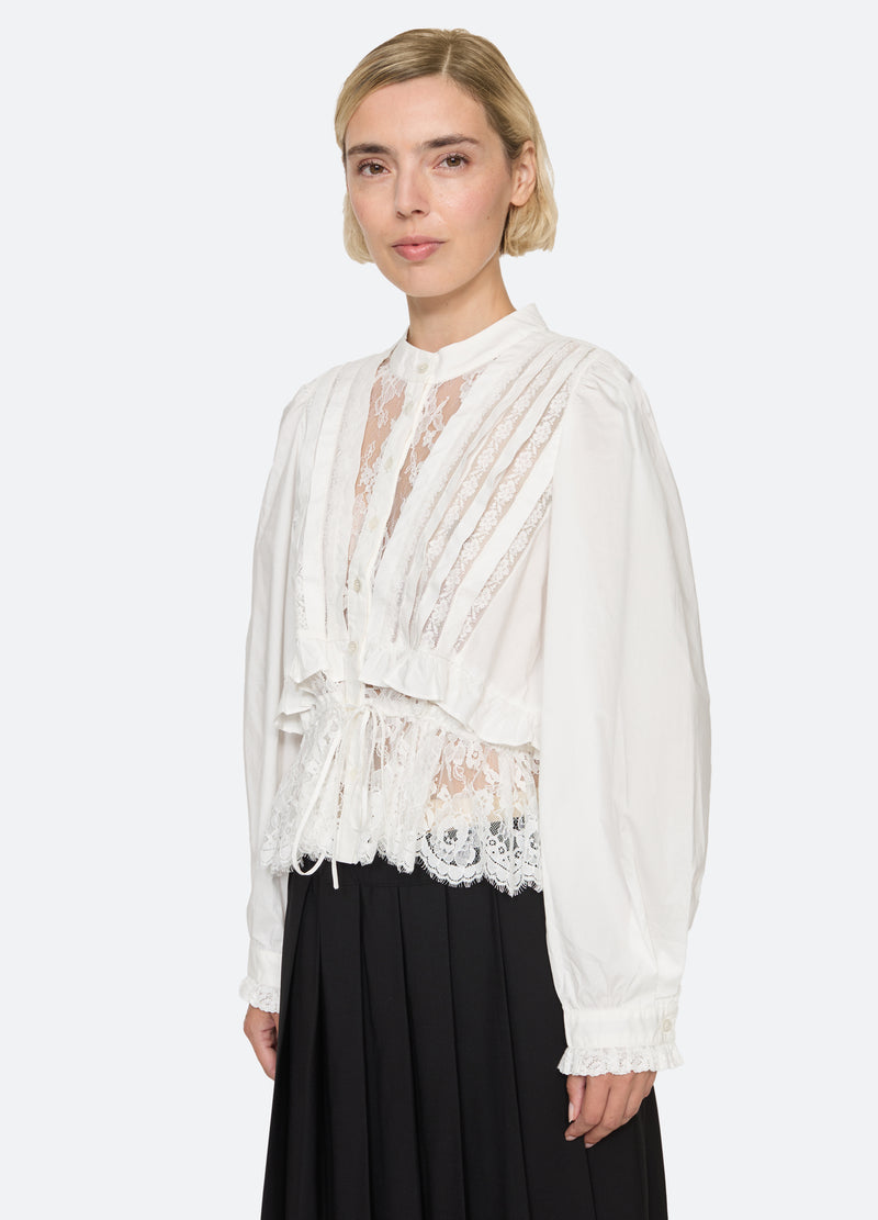 white-kathleen blouse-three quarter view - 5