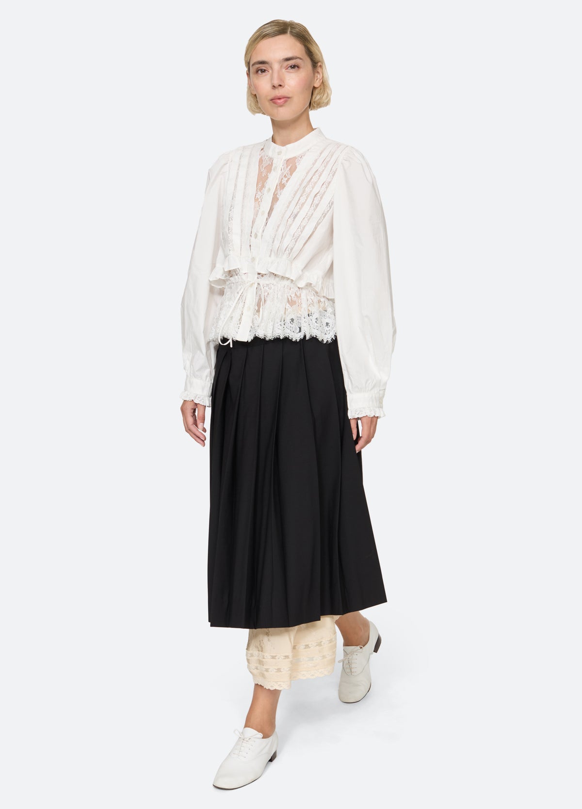 white-kathleen blouse-full body view - 7