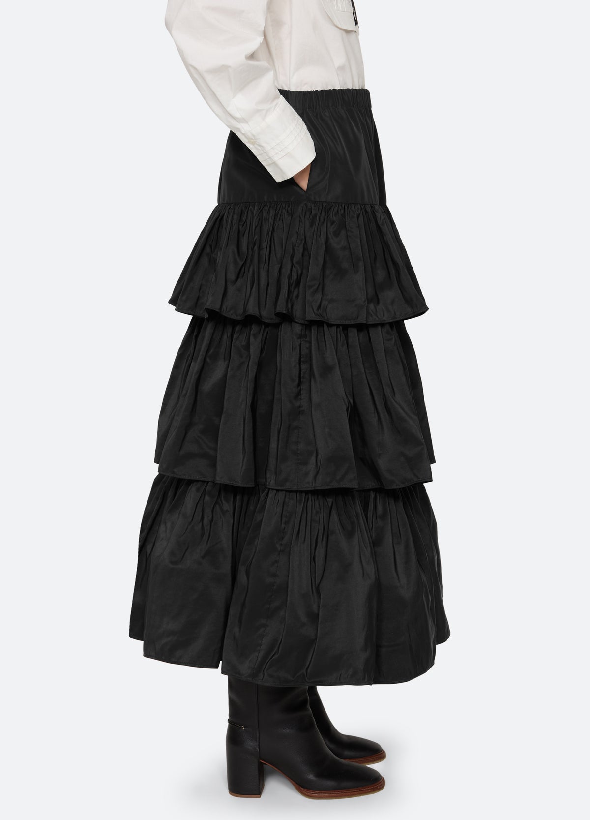black-kathleen tiered skirt-side view - 5