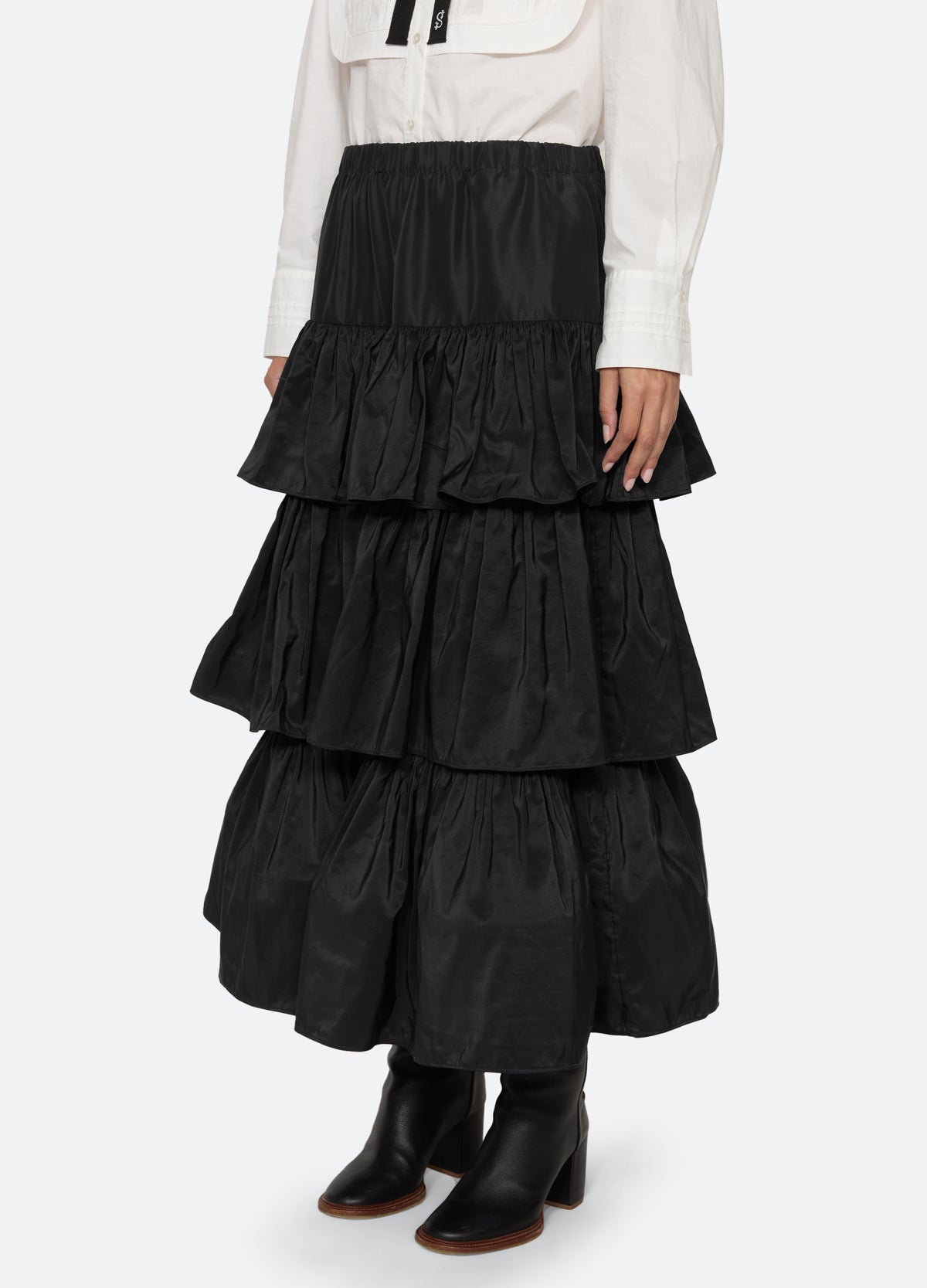 black-kathleen tiered skirt-three quarter view - 6