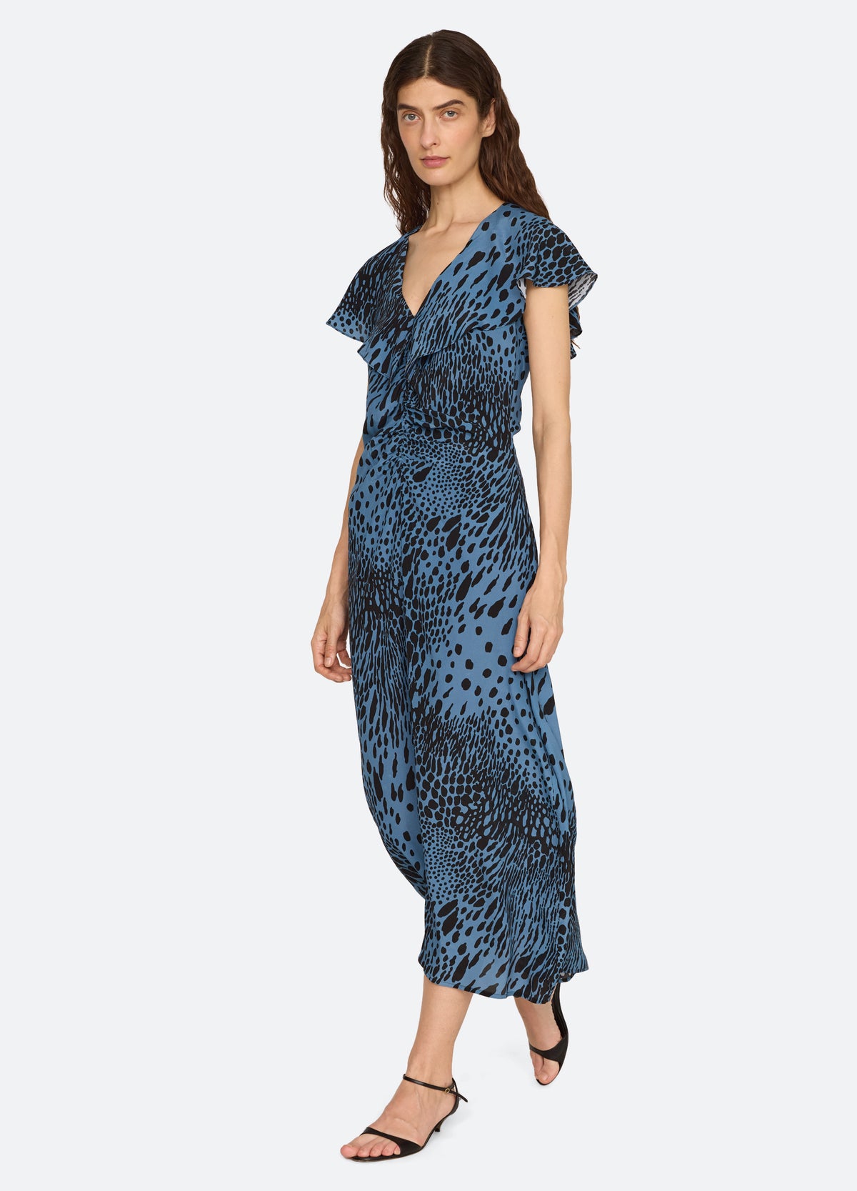 blue-marielle dress-walking view - 3