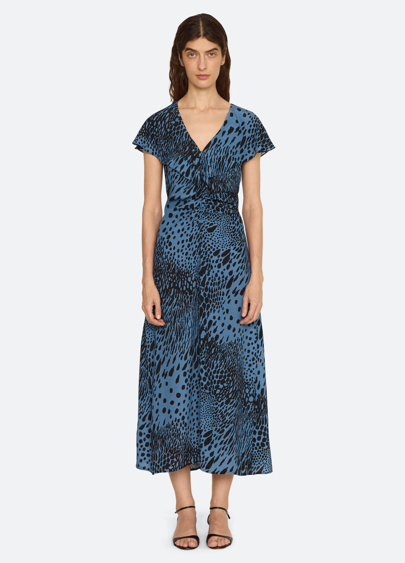 blue-marielle dress-front view - 1