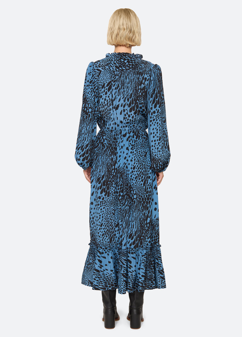 blue-marielle midi dress-back view - 2