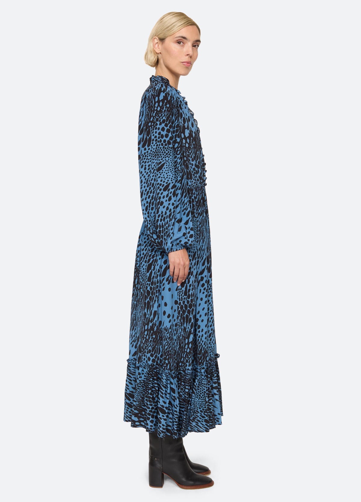 blue-marielle midi dress-side view - 3