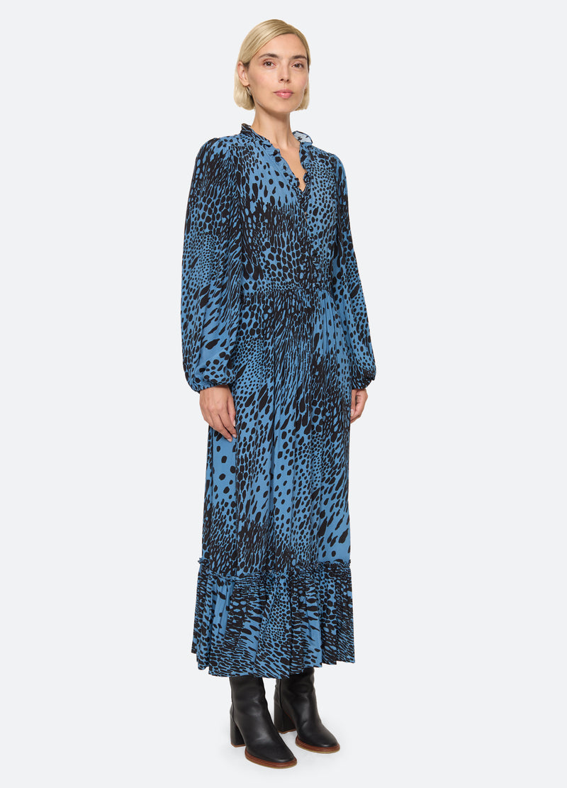 blue-marielle midi dress-three quarter view - 4