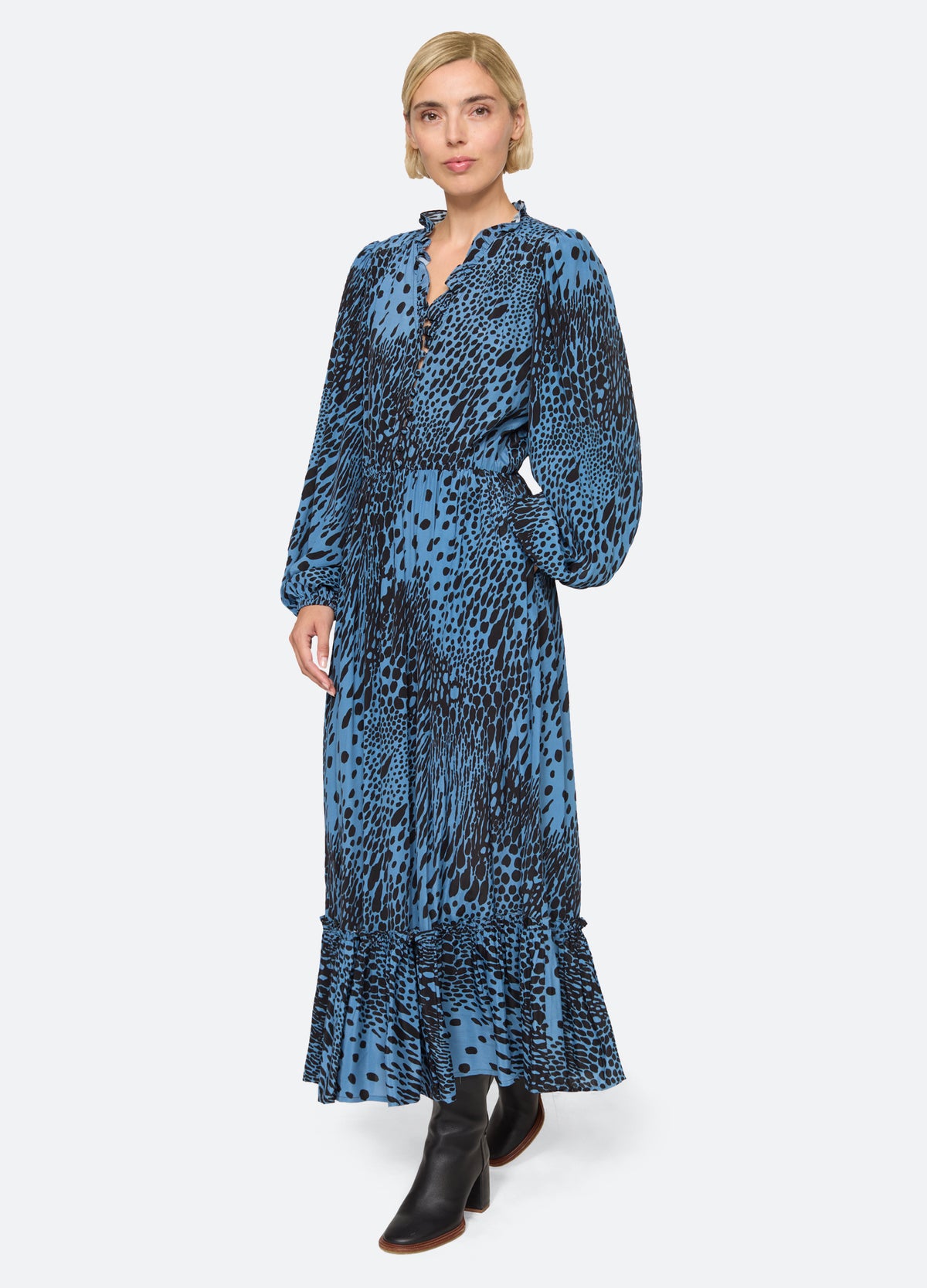 blue-marielle midi dress-walking view - 5