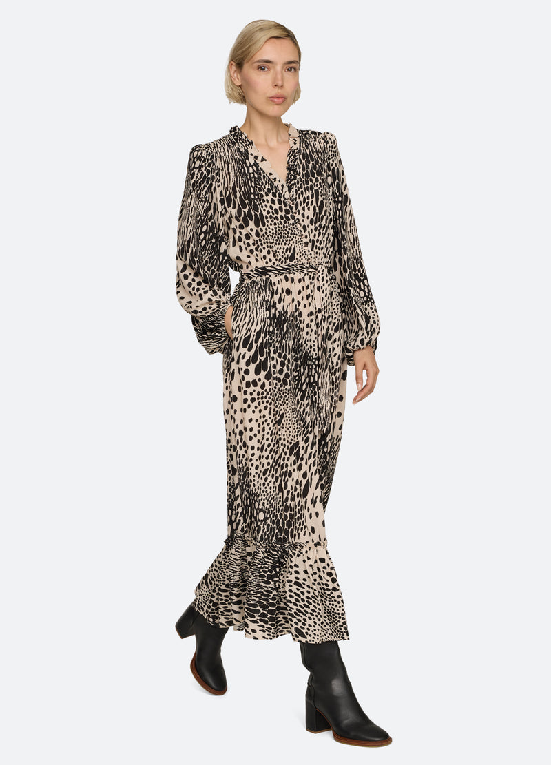 cream-marielle midi dress-walking view - 7