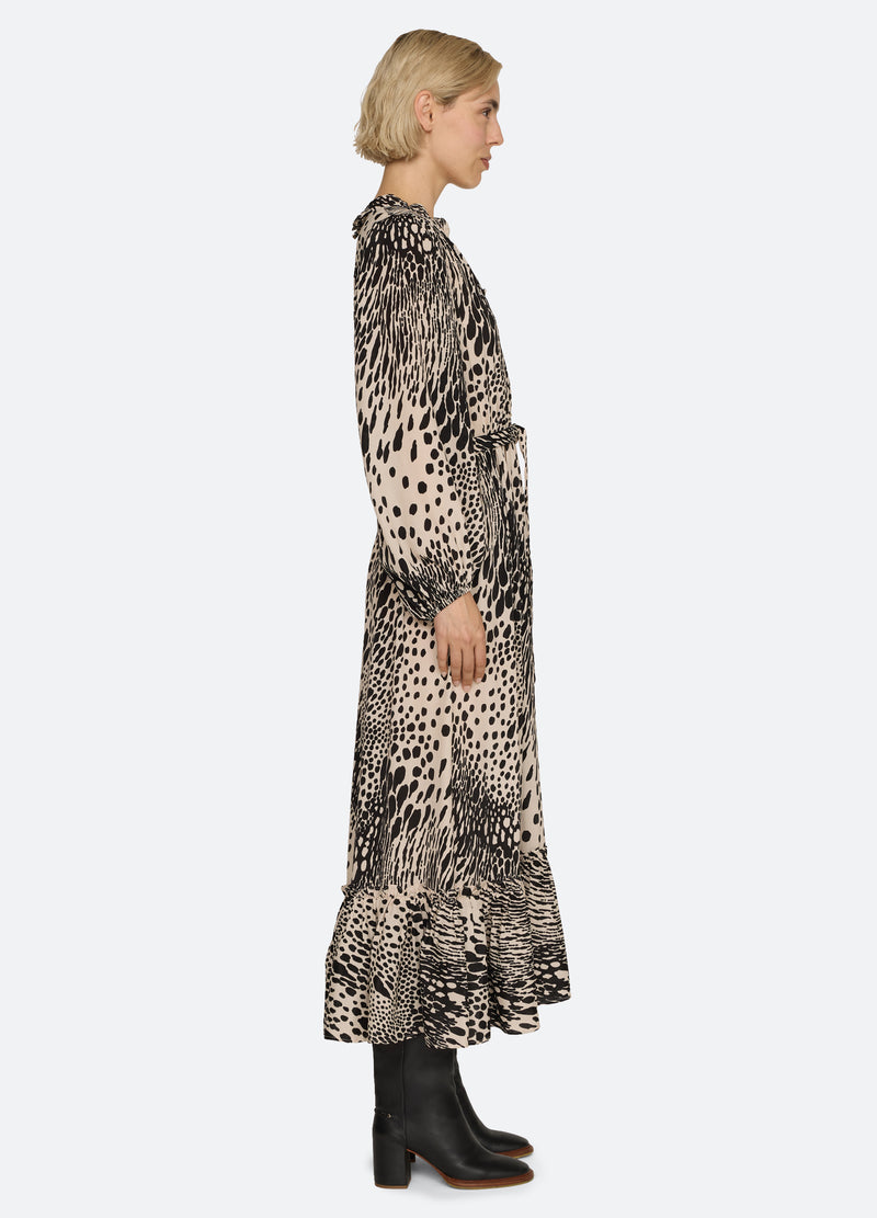 cream-marielle midi dress-side view - 9