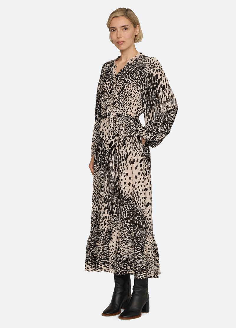 cream-marielle midi dress-three quarter view - 10