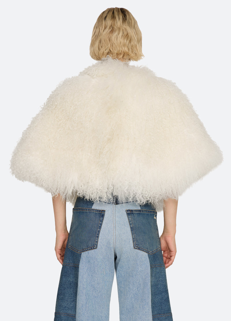cream-michaela fur cape-back view - 3